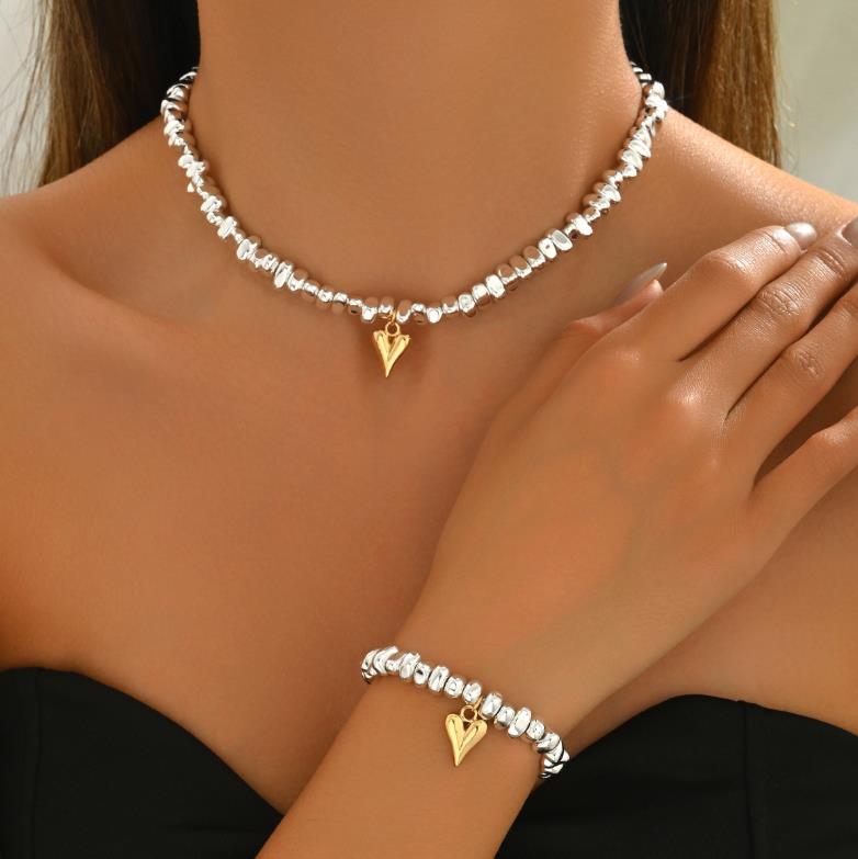 Chunky Gold Bracelets for Women Stackable Bracelets Big Gold Silver Ball Bangle Stretch Beaded Bangle Jewelry - Premium available at Proxima
