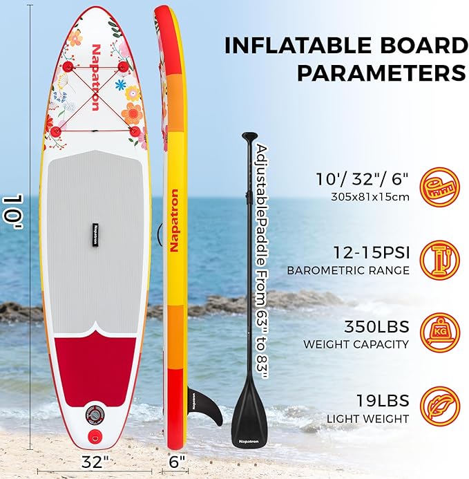 Family Inflatable Stand Up Paddle Board,Stable Wide Design,350LBS Capacity,Complete Paddle Board Package with Fast Action Pump,Leash,Ideal for Beginners/Youth & AllSkill Levels - Premium available at Proxima